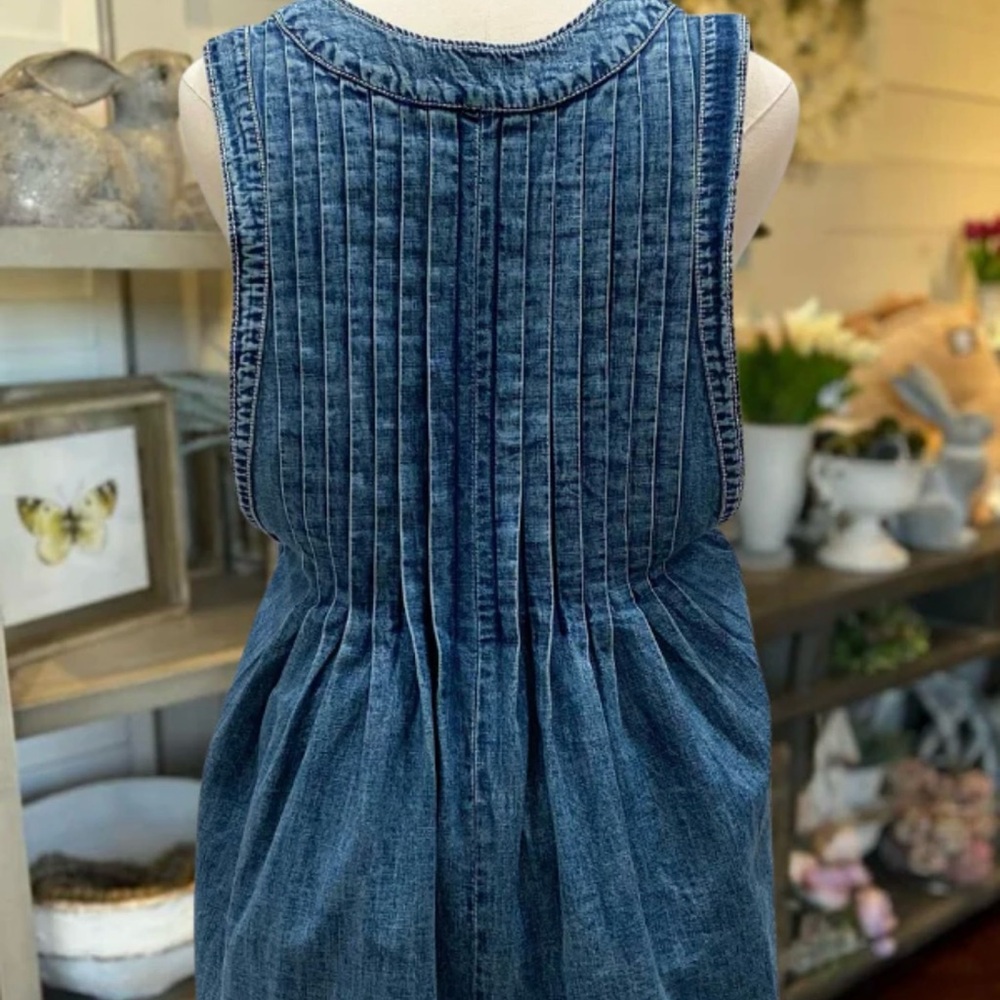 Pleated Detail Denim Mini Romper